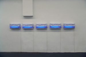 light in plastic (edition 6), 5 light boxes sewn from foil, kunstverein ravensburg, germany, 2004