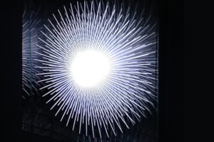 explosion, metal mirror plexiglas led’s computer-programmed, gallery nery marino, paris, 2014