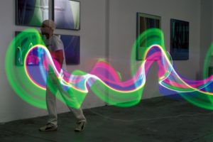light in motion, fluorescent lamp (time exposure), 2001