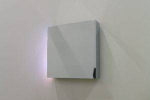 chrome square, light box with laserchrome slide led’s colour change, patrick heide contemporary, london, 2013