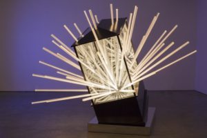 big bang….interruption, metal wood plexiglas mirror led, de buck gallery, new york, 2014